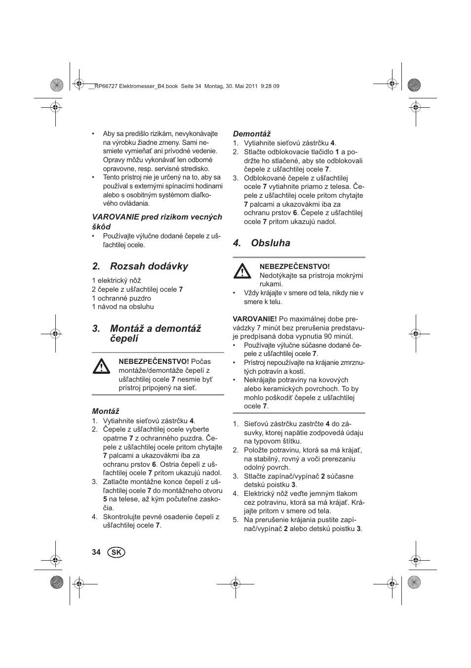Rozsah dodávky, Montáž a demontáž epelí, Obsluha | Silvercrest SEM 250 A1 User Manual | Page 36 / 46