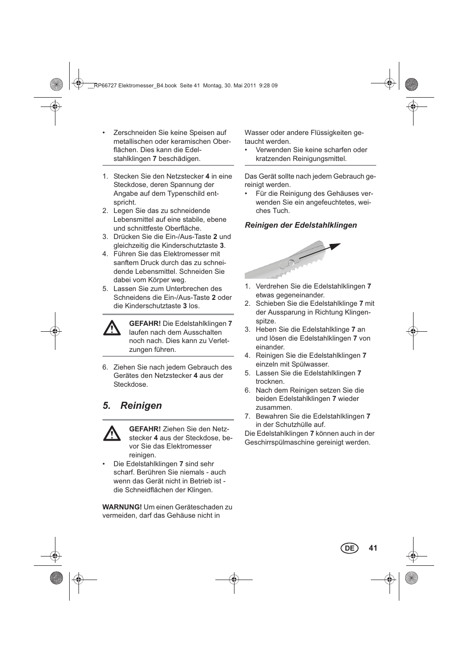 Reinigen | Silvercrest SEM 250 A1 User Manual | Page 43 / 46