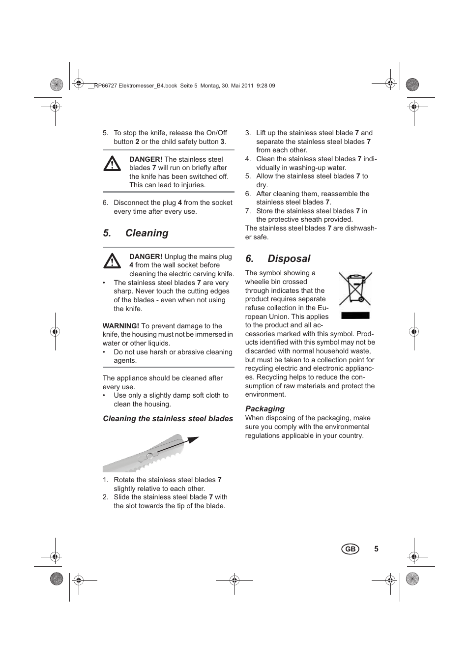 Cleaning, Disposal | Silvercrest SEM 250 A1 User Manual | Page 7 / 46