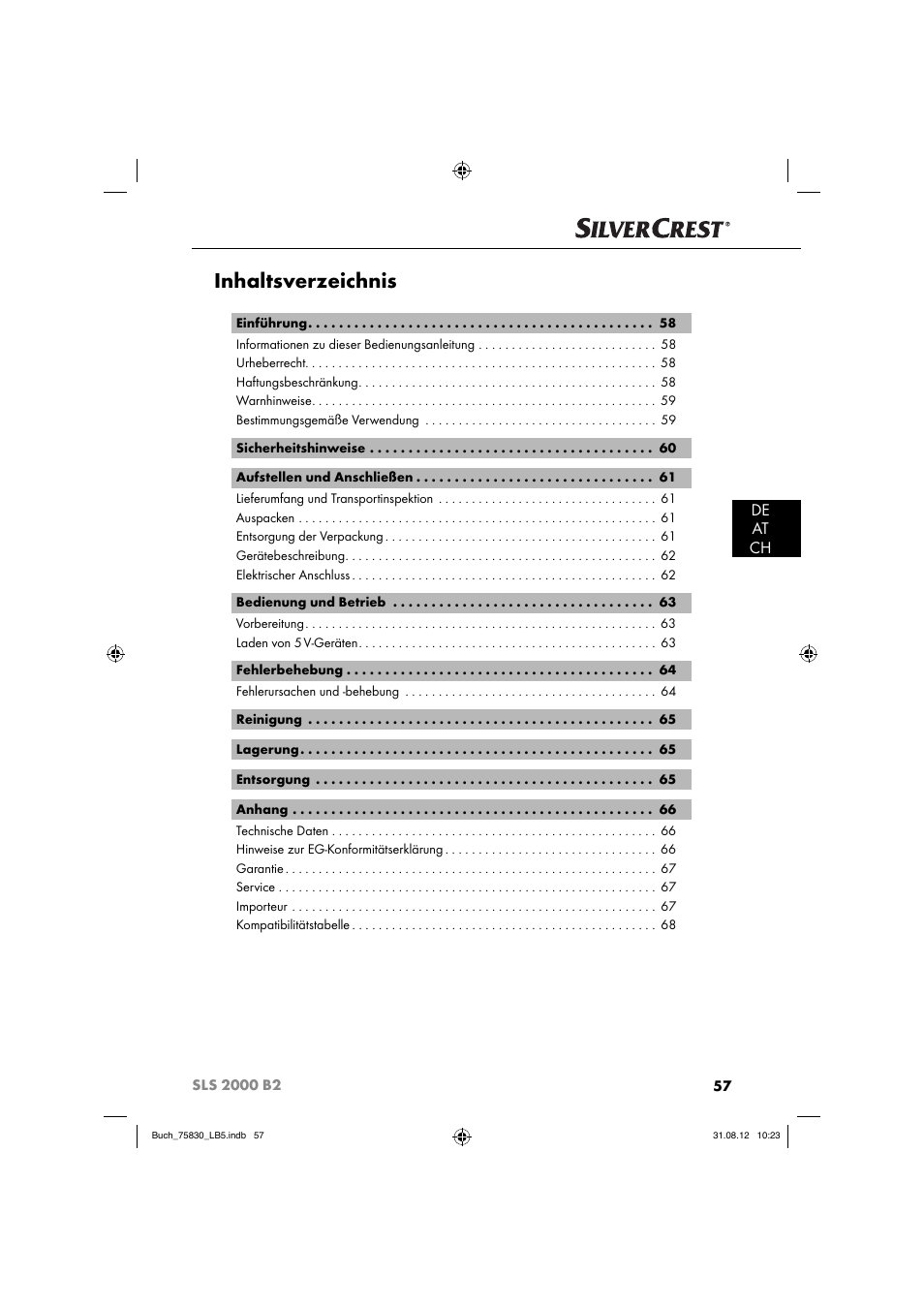 Silvercrest SLS 2000 B2 User Manual | Page 60 / 74