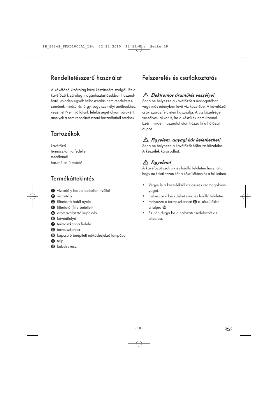Rendeltetésszerű használat, Tartozékok, Termékáttekintés | Felszerelés és csatlakoztatás | Silvercrest SKAD 1000 A1 User Manual | Page 21 / 58