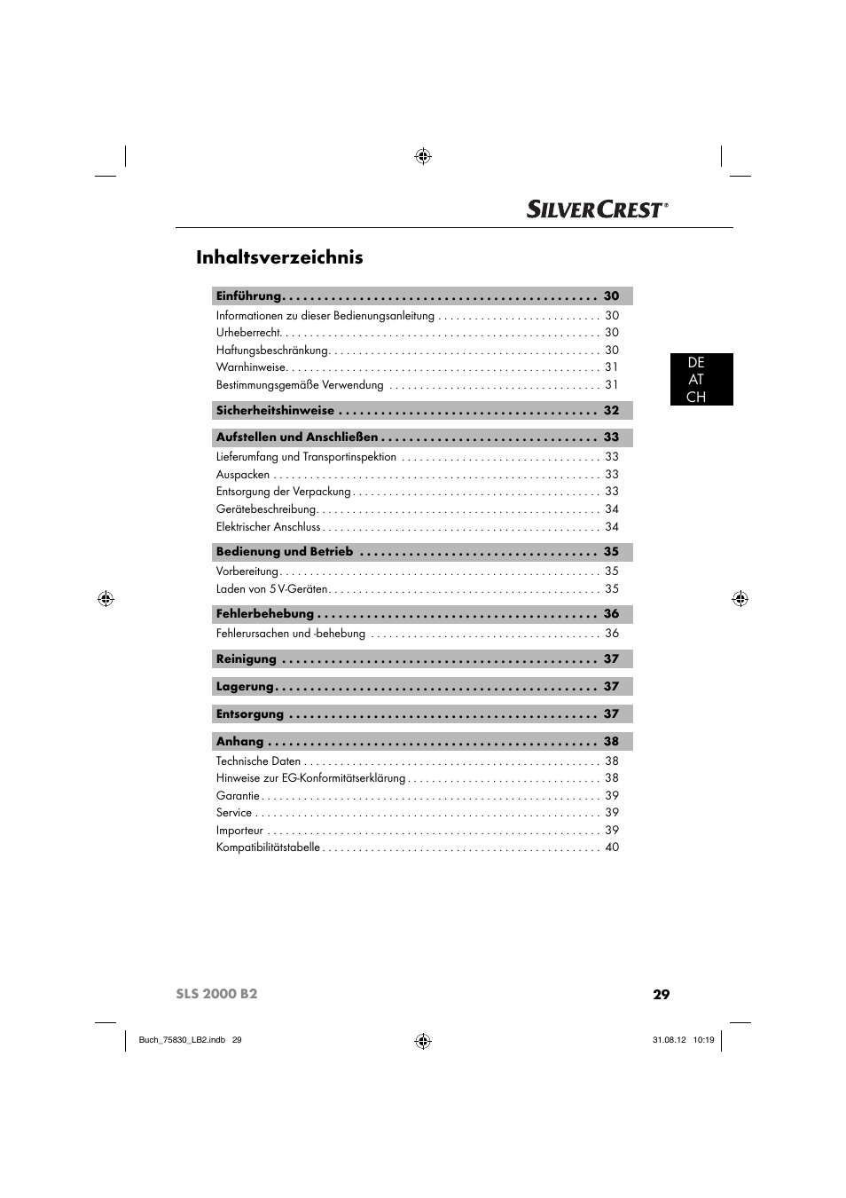 Silvercrest SLS 2000 B2 User Manual | Page 32 / 60