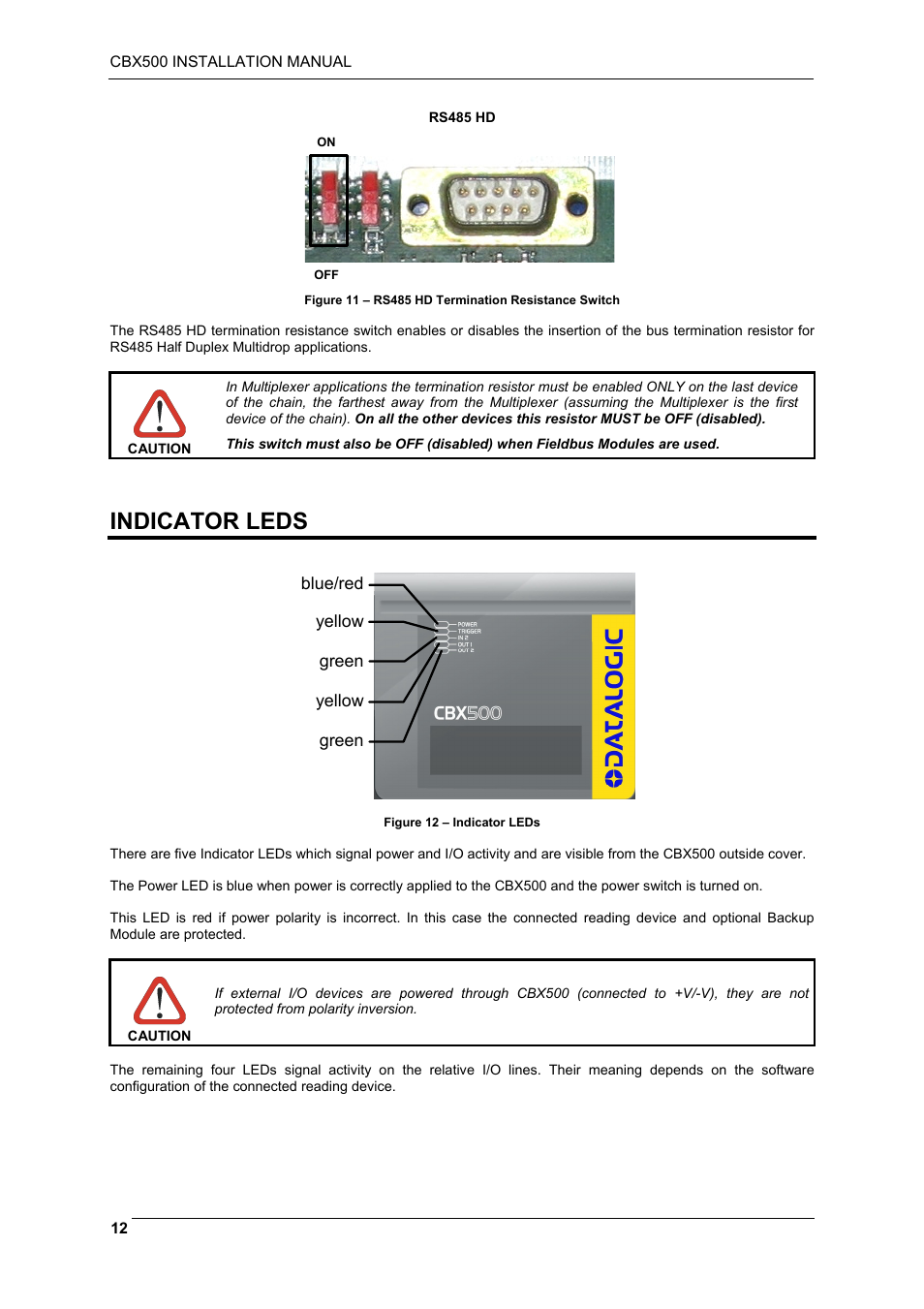Indicator leds | Datalogic Scanning CBX500 User Manual | Page 12 / 15