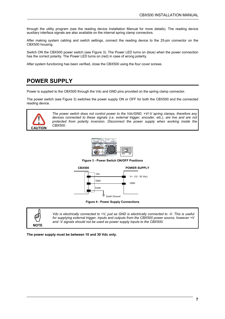 Power supply | Datalogic Scanning CBX500 User Manual | Page 7 / 15