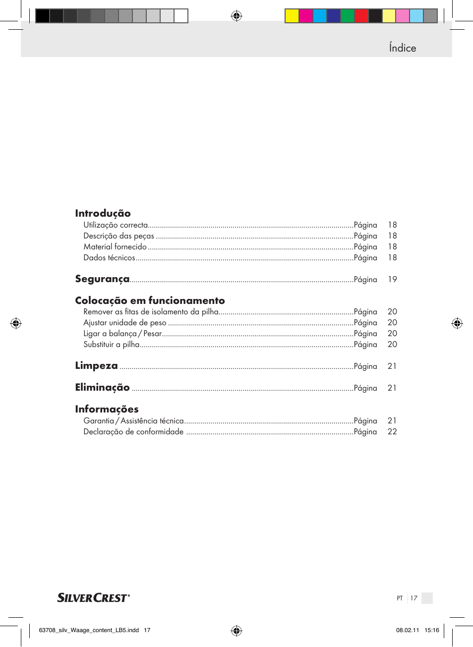 Índice | Silvercrest Digital Bathroom Scale User Manual | Page 13 / 32