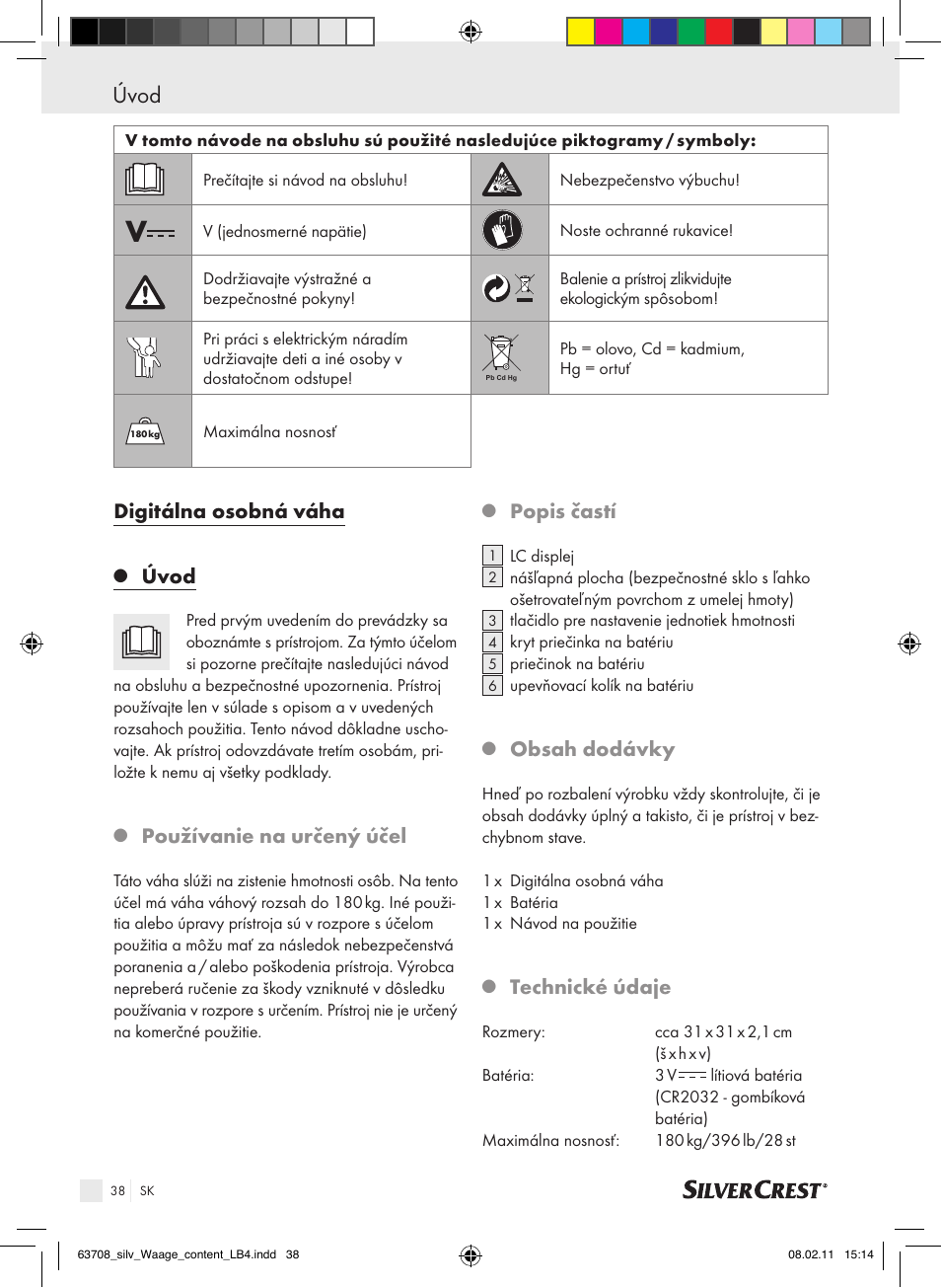 Silvercrest Digital Bathroom Scale User Manual | Page 34 / 44