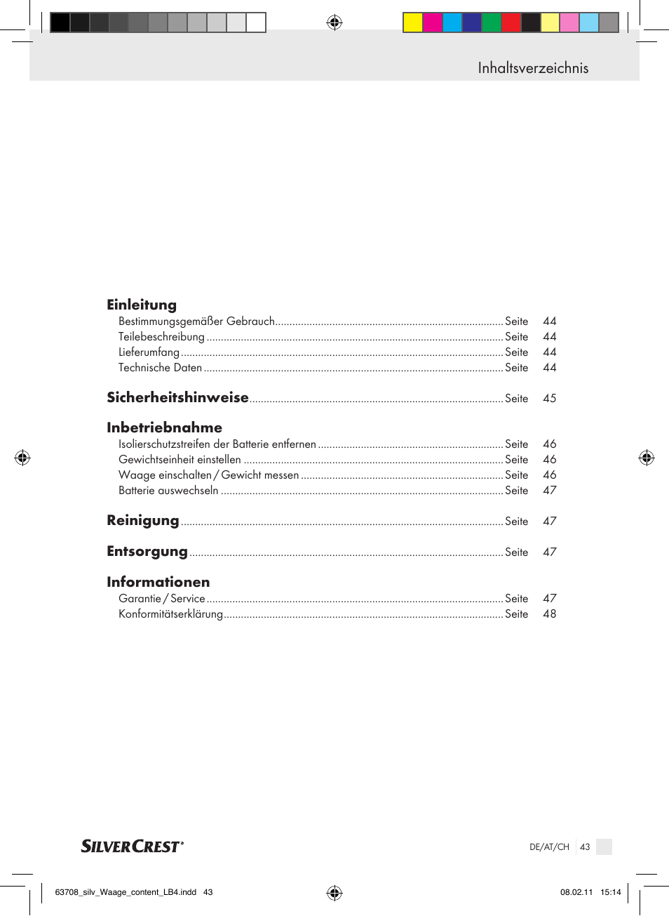 Silvercrest Digital Bathroom Scale User Manual | Page 39 / 44