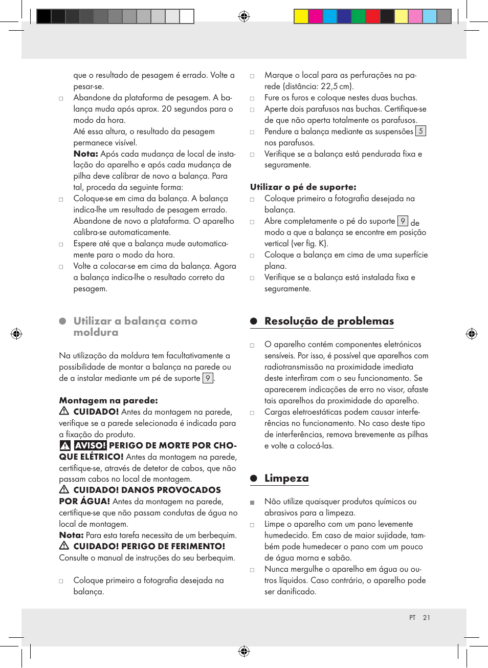 Utilizar a balança como moldura, Resolução de problemas, Limpeza | Silvercrest Z31279 User Manual | Page 21 / 35