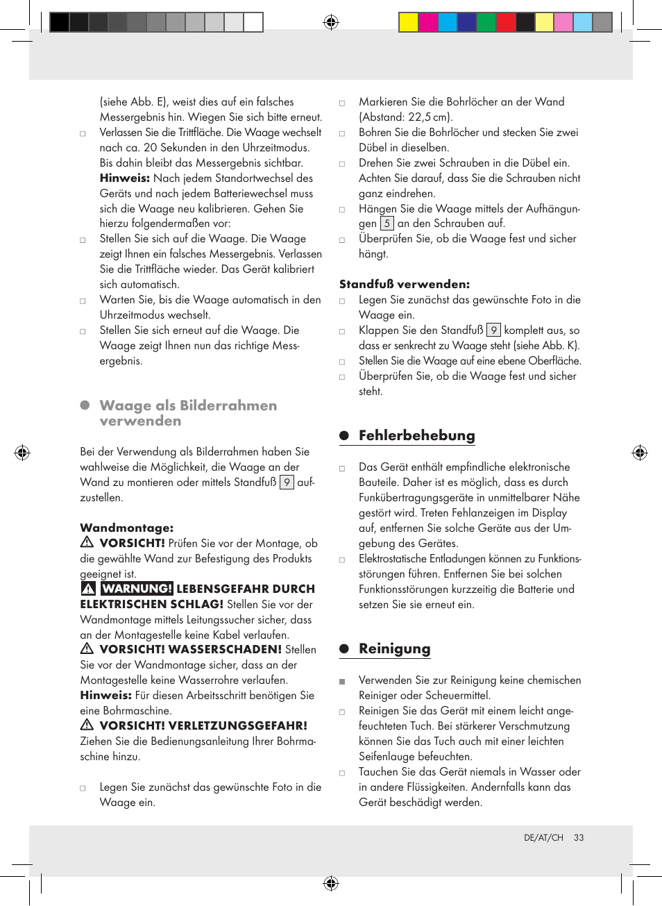Waage als bilderrahmen verwenden, Fehlerbehebung, Reinigung | Silvercrest Z31279 User Manual | Page 33 / 35