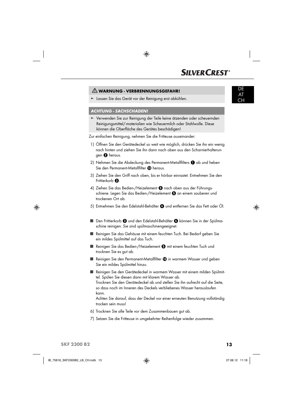 De at ch | Silvercrest SKF 2300 B2 User Manual | Page 16 / 84