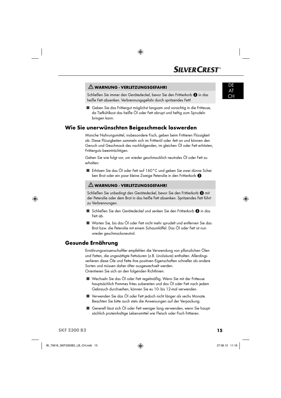 Wie sie unerwünschten beigeschmack loswerden, Gesunde ernährung, De at ch | Silvercrest SKF 2300 B2 User Manual | Page 18 / 84