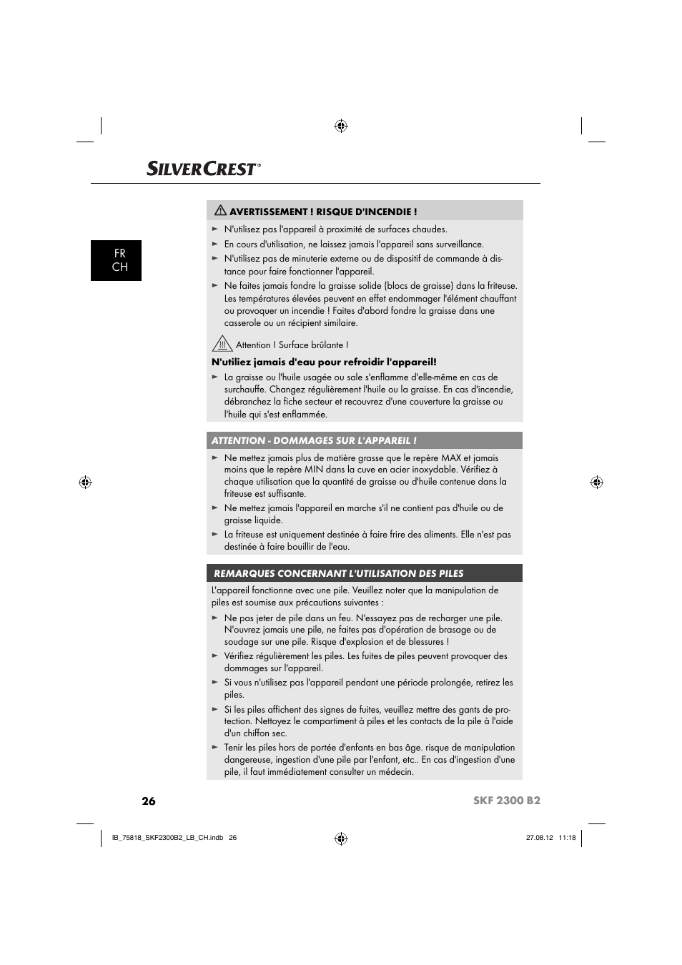 Fr ch | Silvercrest SKF 2300 B2 User Manual | Page 29 / 84