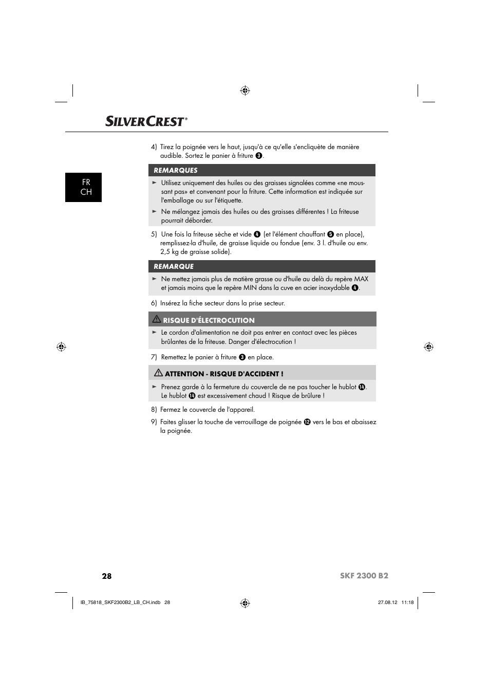 Fr ch | Silvercrest SKF 2300 B2 User Manual | Page 31 / 84