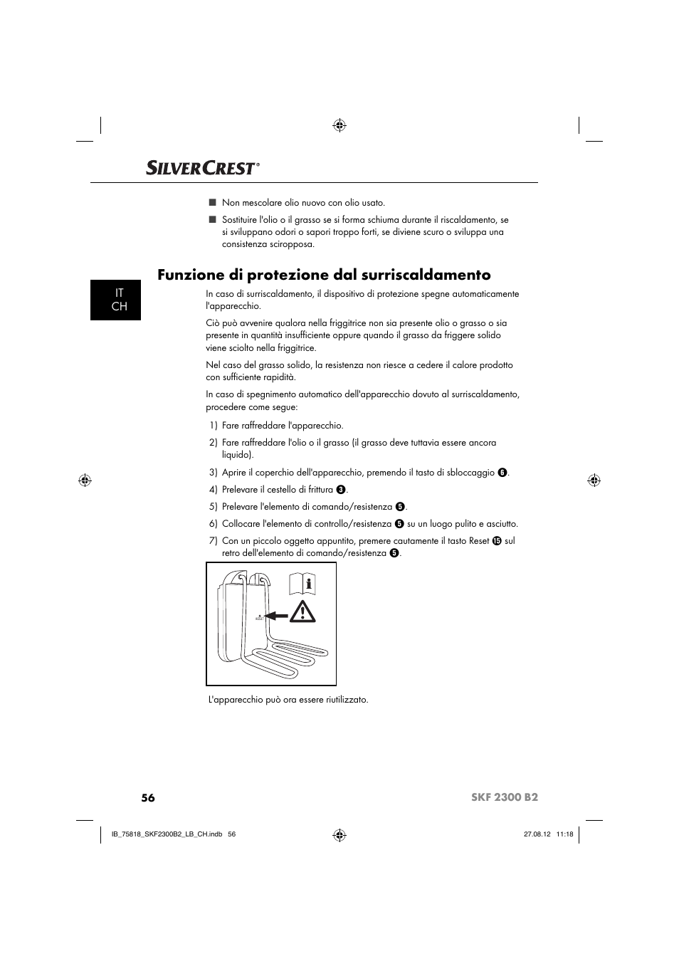 Funzione di protezione dal surriscaldamento, It ch | Silvercrest SKF 2300 B2 User Manual | Page 59 / 84