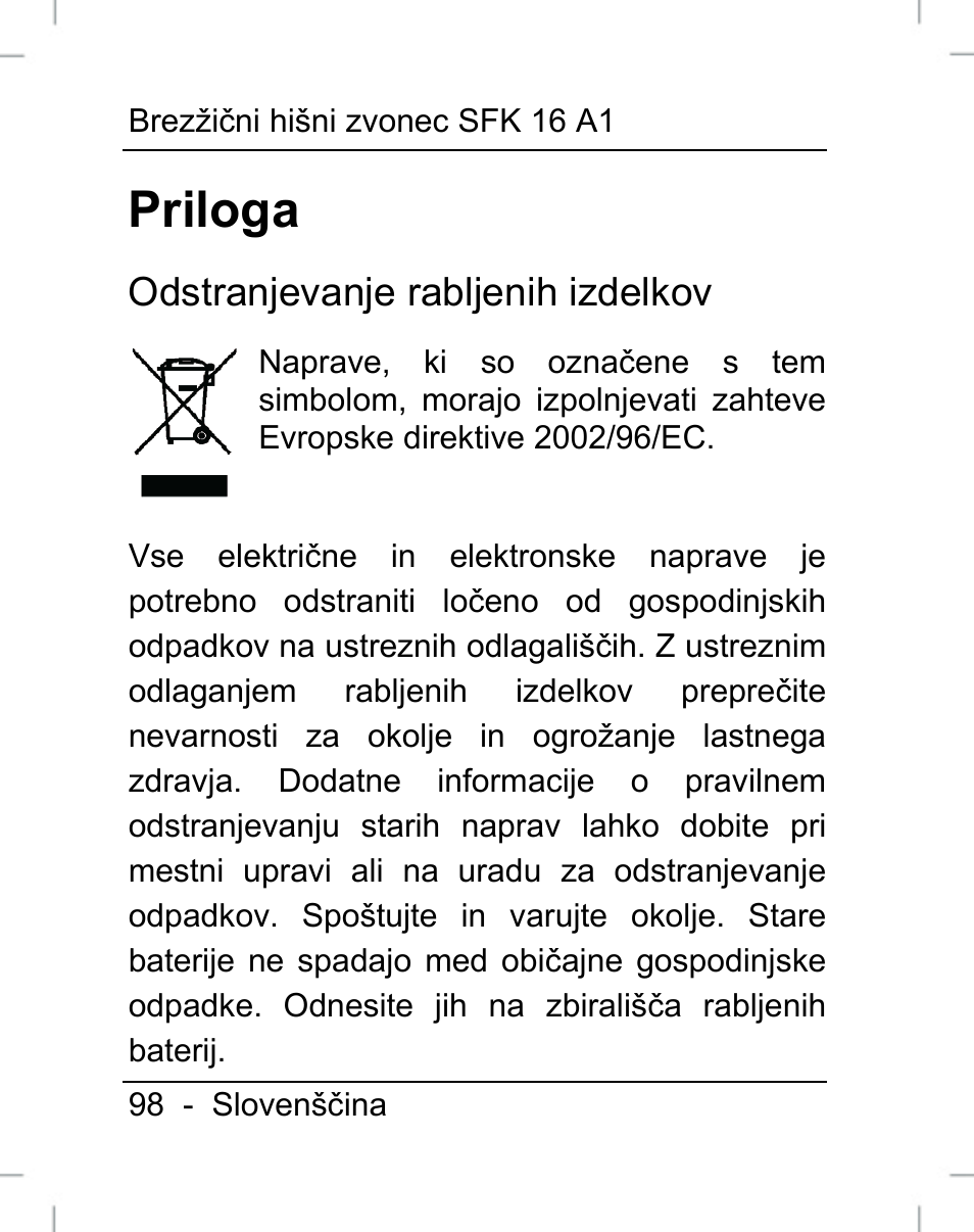 Priloga | Silvercrest SFK 16 A1 User Manual | Page 100 / 155