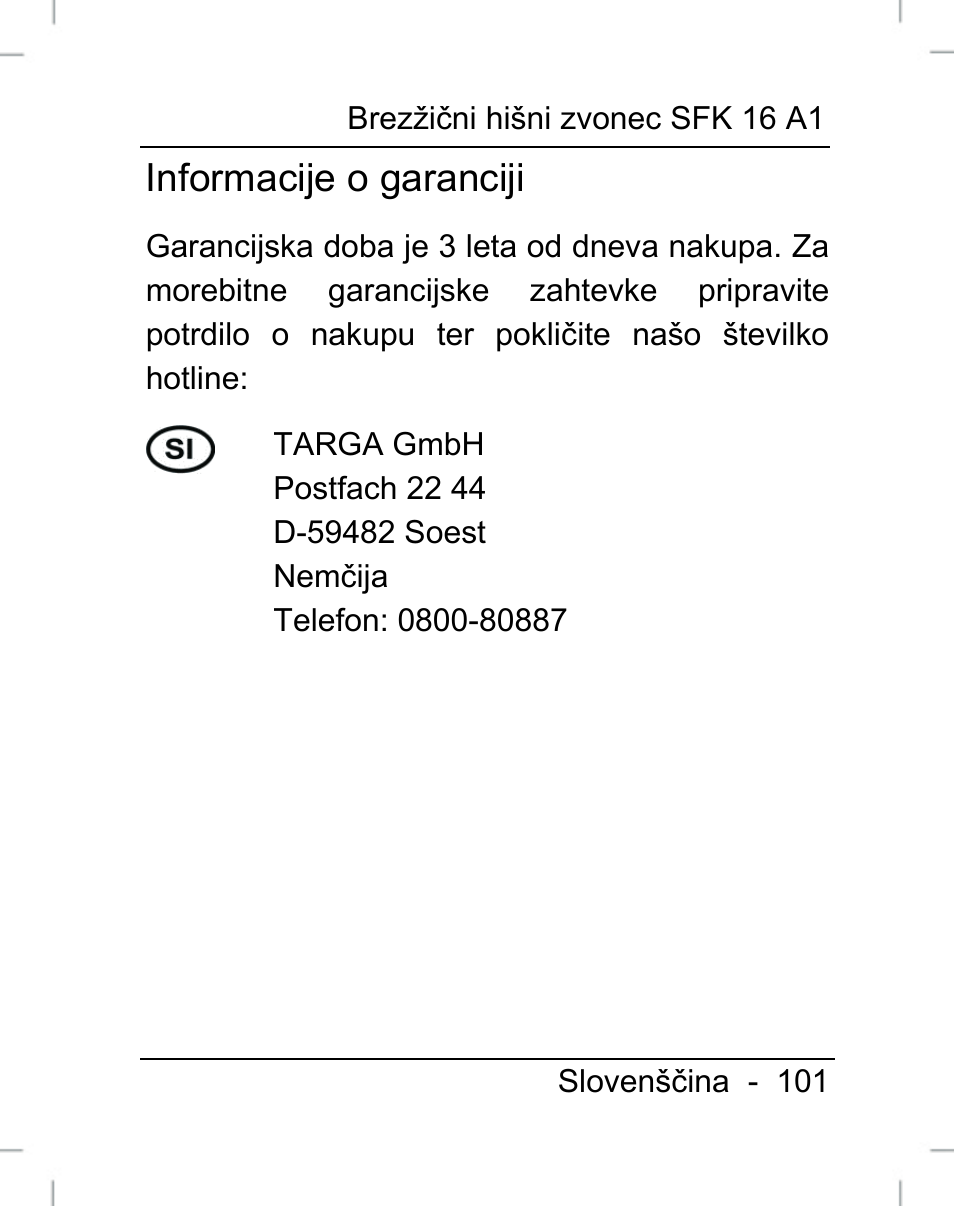 Informacije o garanciji | Silvercrest SFK 16 A1 User Manual | Page 103 / 155