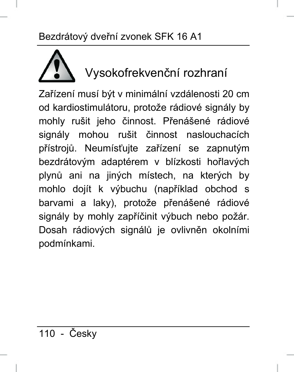 Vysokofrekvenční rozhraní | Silvercrest SFK 16 A1 User Manual | Page 112 / 155