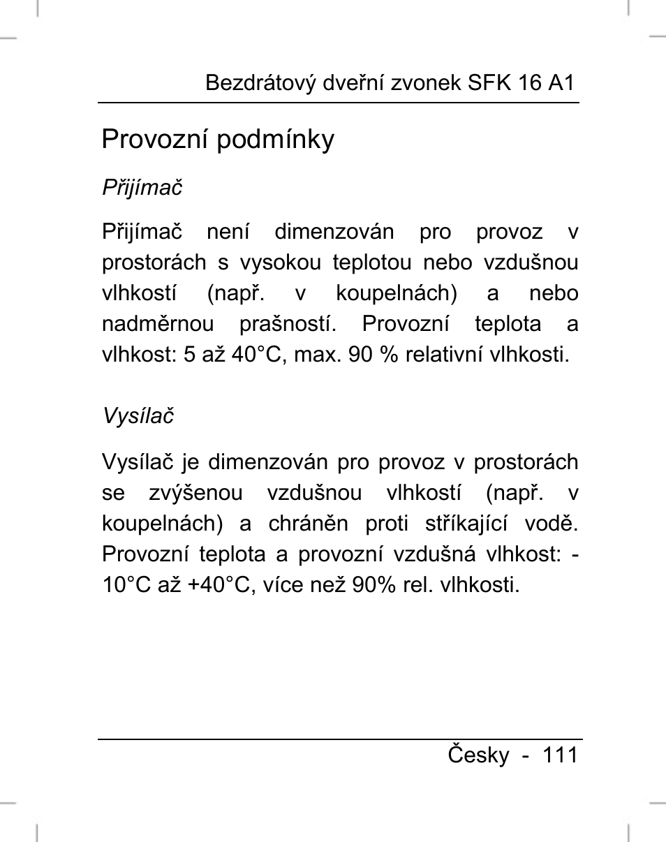 Provozní podmínky | Silvercrest SFK 16 A1 User Manual | Page 113 / 155