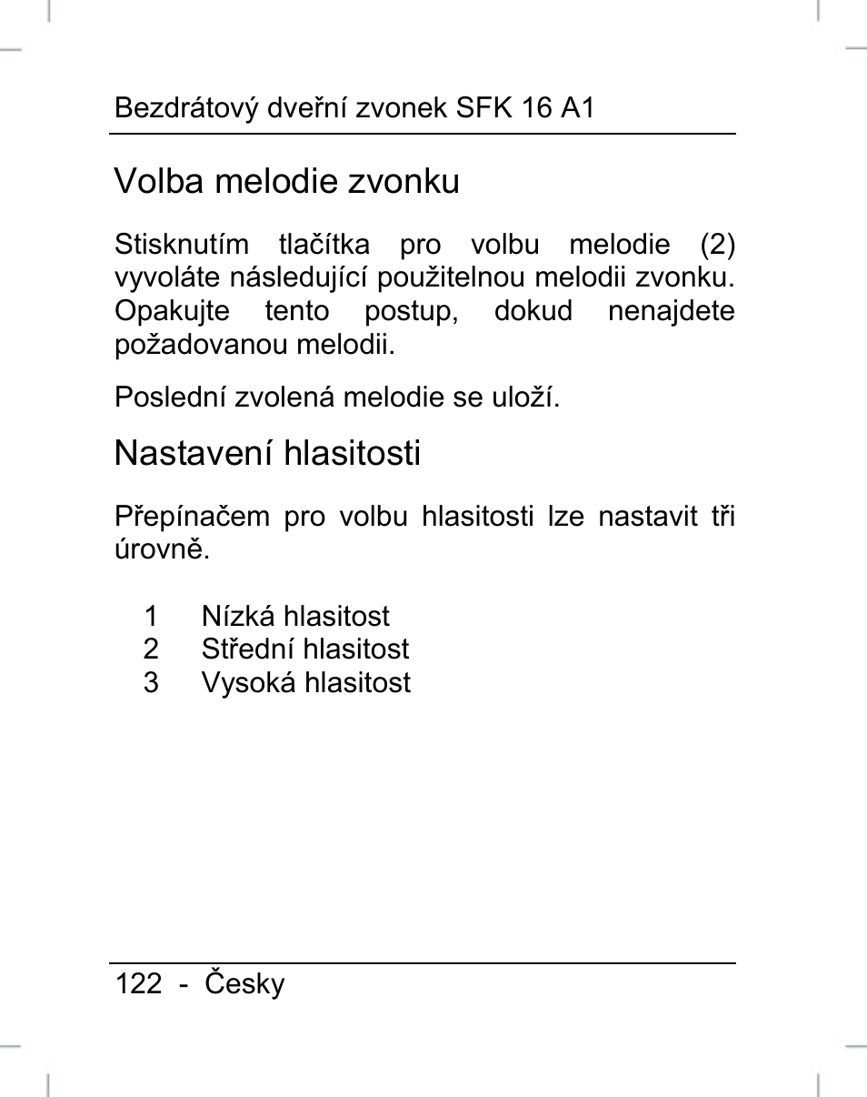 Volba melodie zvonku, Nastavení hlasitosti | Silvercrest SFK 16 A1 User Manual | Page 124 / 155