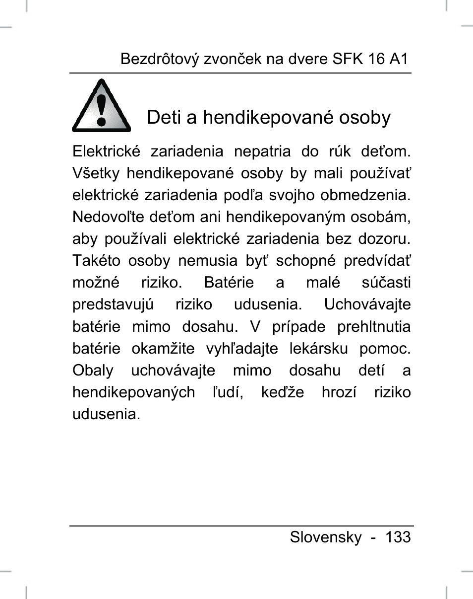 Deti a hendikepované osoby | Silvercrest SFK 16 A1 User Manual | Page 135 / 155