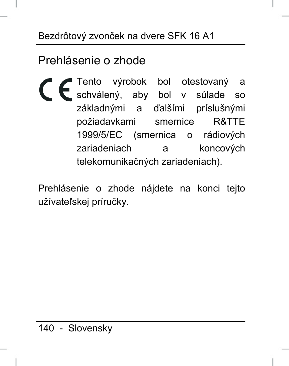 Prehlásenie o zhode | Silvercrest SFK 16 A1 User Manual | Page 142 / 155