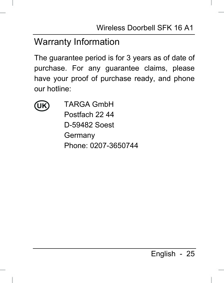 Warranty information | Silvercrest SFK 16 A1 User Manual | Page 27 / 155
