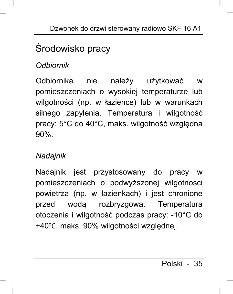 Środowisko pracy | Silvercrest SFK 16 A1 User Manual | Page 37 / 155