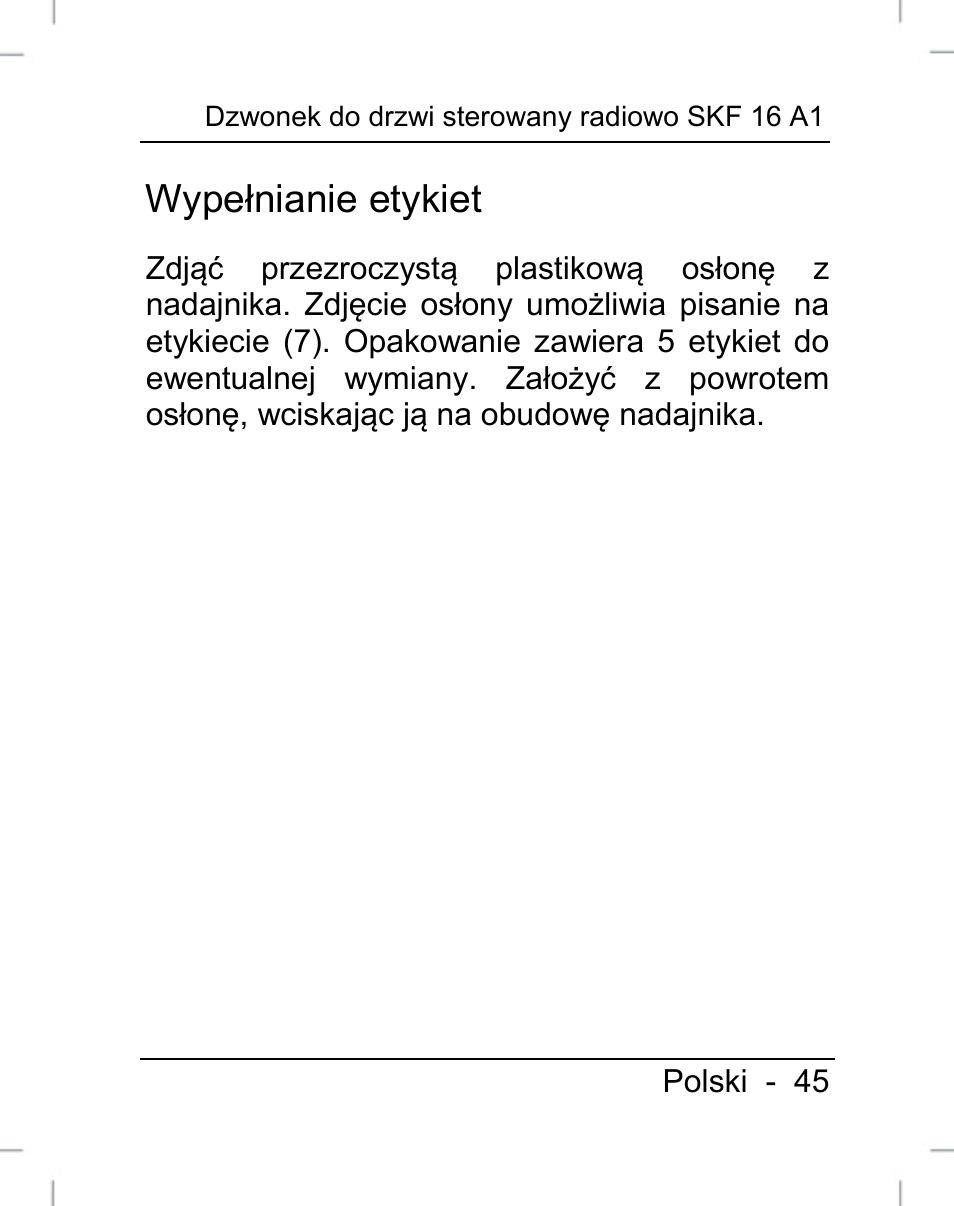 Wypełnianie etykiet | Silvercrest SFK 16 A1 User Manual | Page 47 / 155