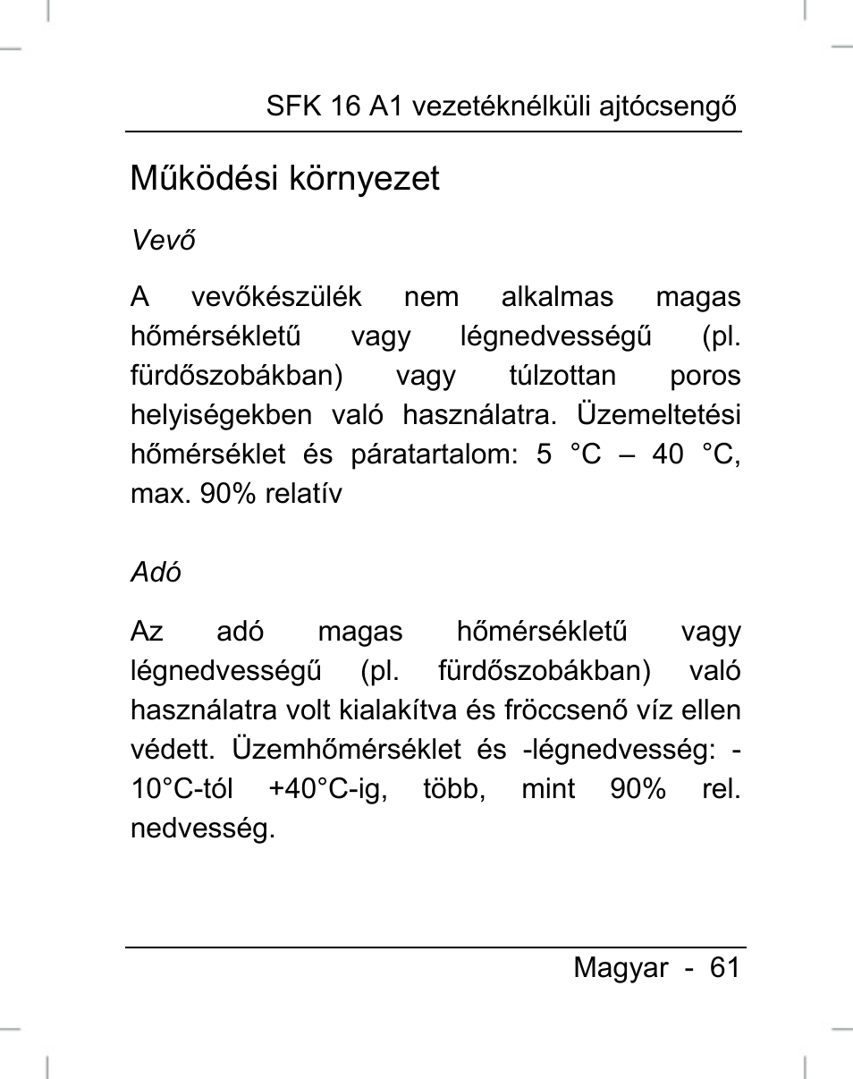 Működési környezet | Silvercrest SFK 16 A1 User Manual | Page 63 / 155