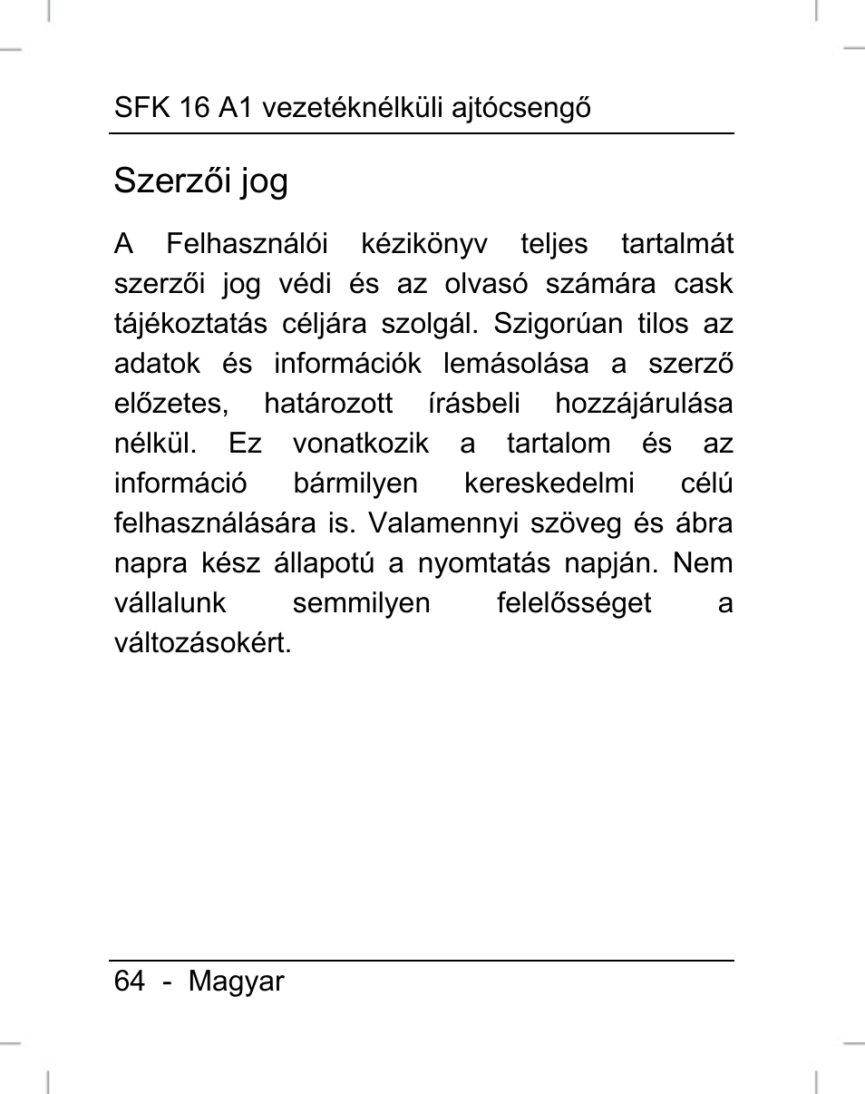 Szerzői jog | Silvercrest SFK 16 A1 User Manual | Page 66 / 155