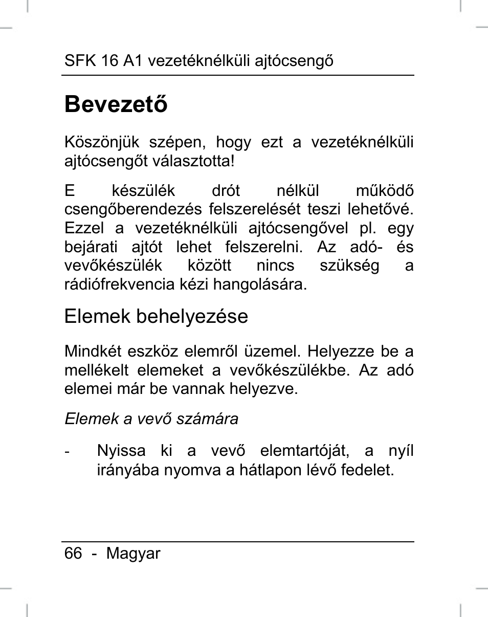 Bevezető, Elemek behelyezése | Silvercrest SFK 16 A1 User Manual | Page 68 / 155