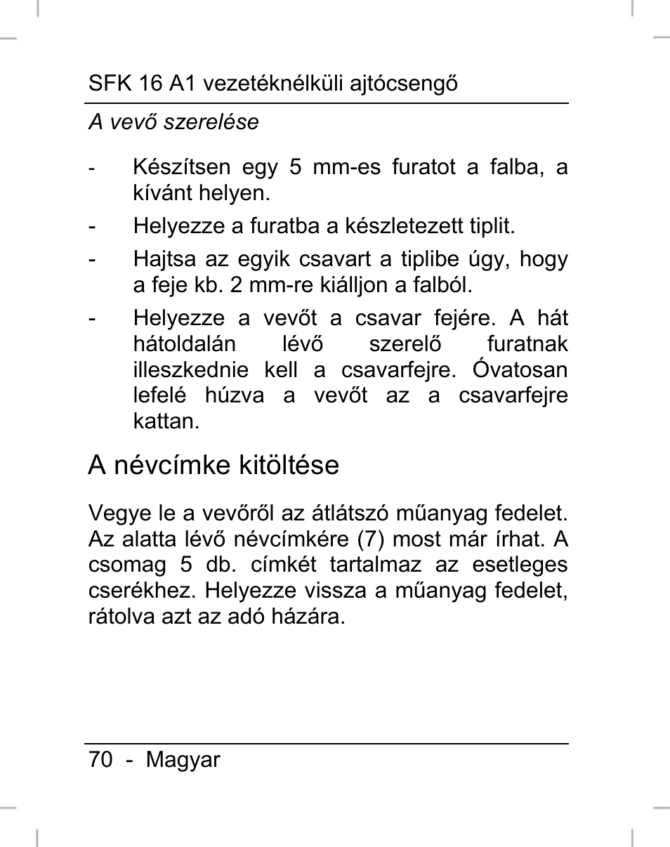 A névcímke kitöltése | Silvercrest SFK 16 A1 User Manual | Page 72 / 155