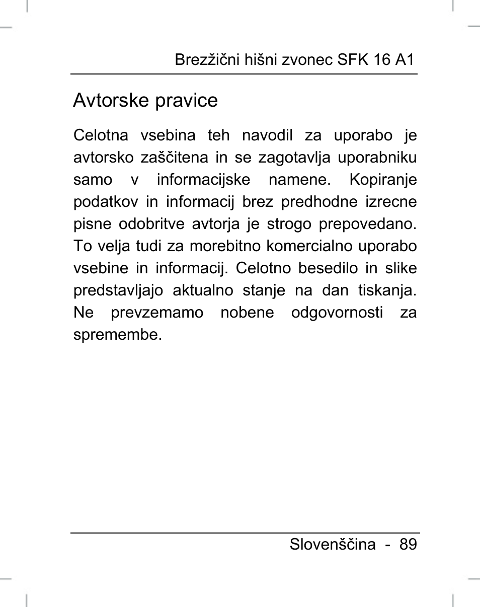 Avtorske pravice | Silvercrest SFK 16 A1 User Manual | Page 91 / 155