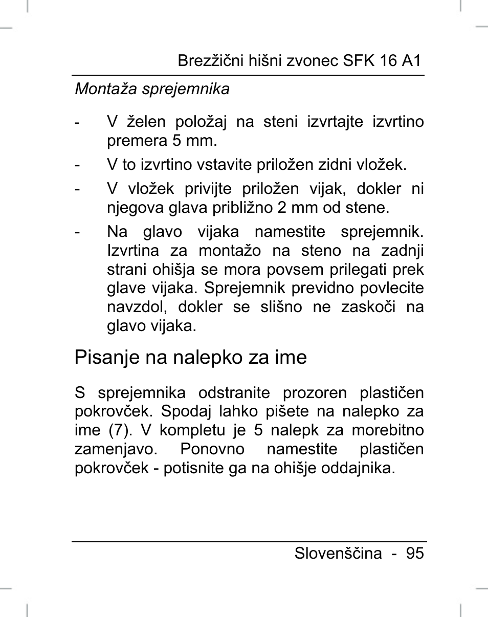 Pisanje na nalepko za ime | Silvercrest SFK 16 A1 User Manual | Page 97 / 155