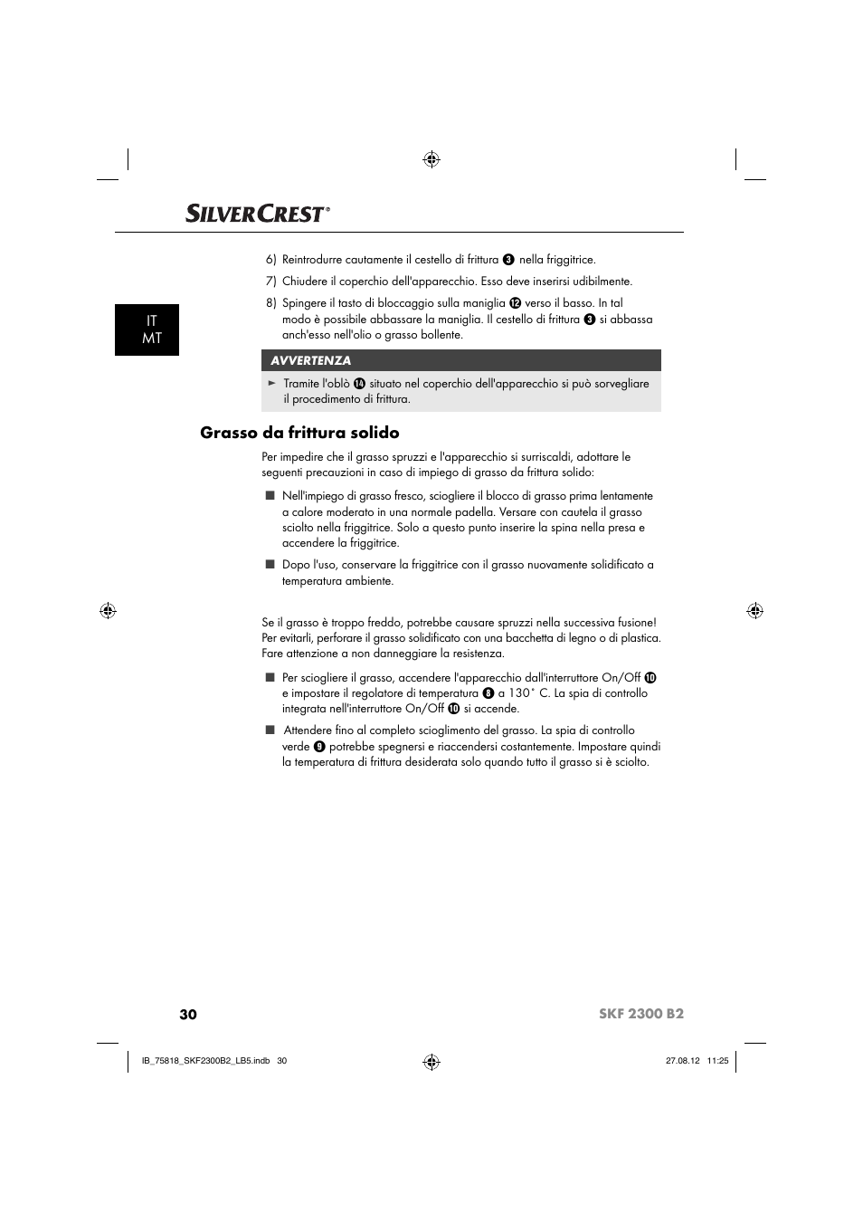 Grasso da frittura solido, It mt | Silvercrest SKF 2300 B2 User Manual | Page 33 / 84