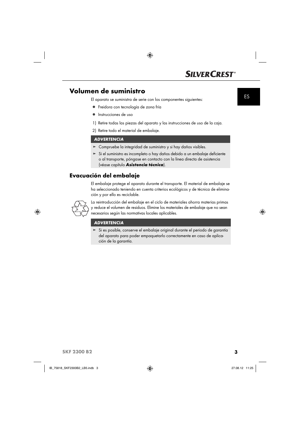 Volumen de suministro, Evacuación del embalaje | Silvercrest SKF 2300 B2 User Manual | Page 6 / 84