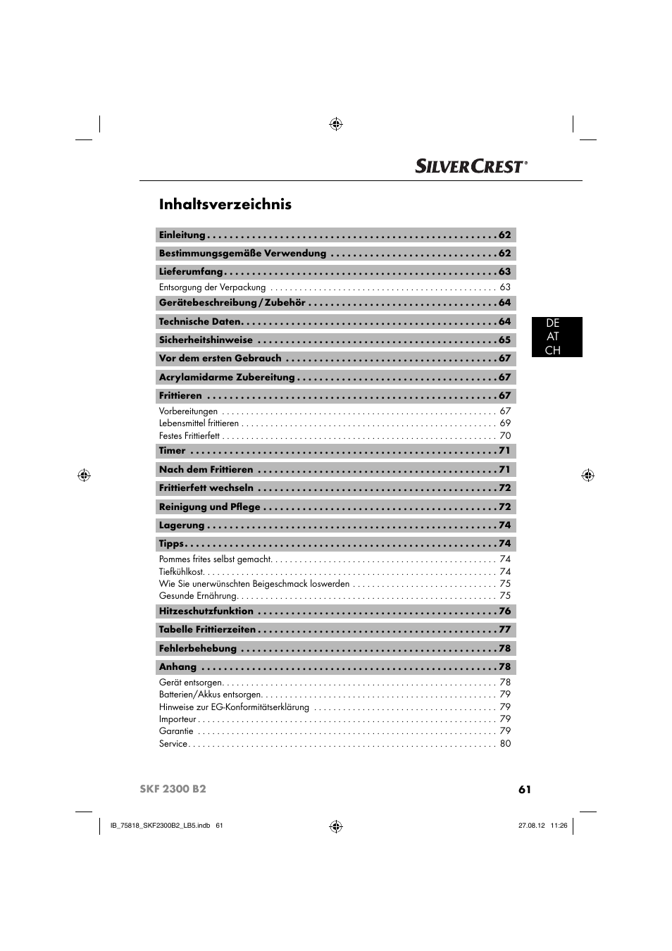 Silvercrest SKF 2300 B2 User Manual | Page 64 / 84