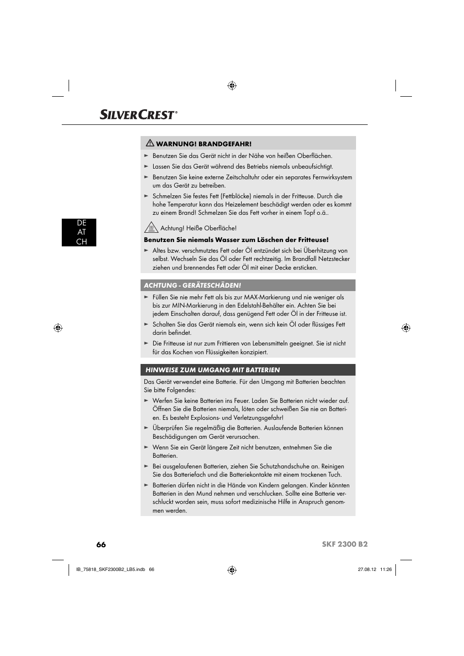 De at ch | Silvercrest SKF 2300 B2 User Manual | Page 69 / 84