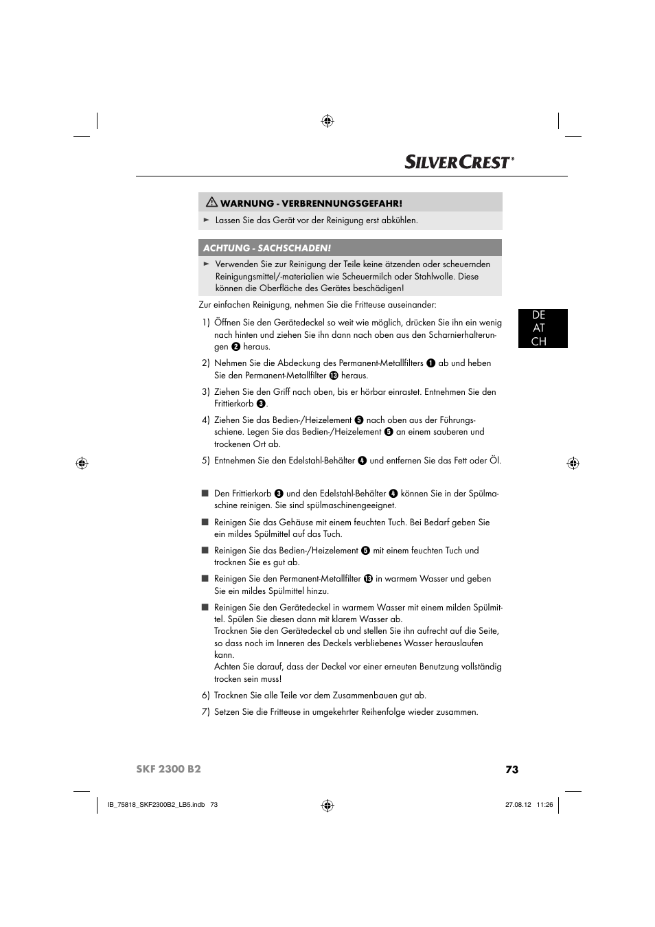 De at ch | Silvercrest SKF 2300 B2 User Manual | Page 76 / 84