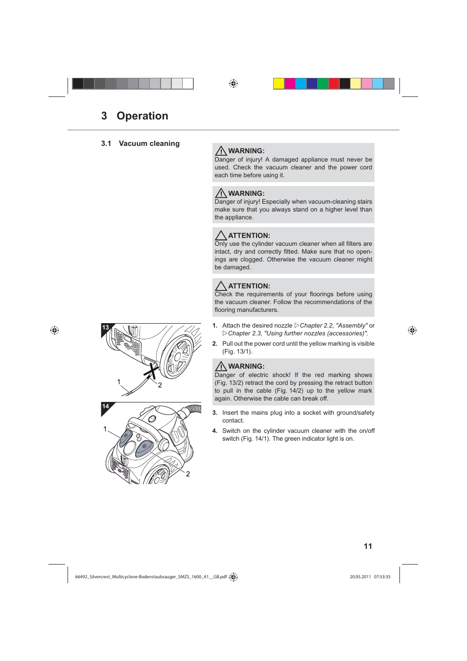 3 operation | Silvercrest SMZS 1600 A1 User Manual | Page 11 / 24