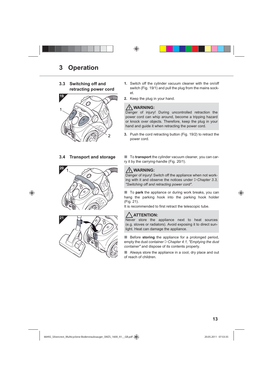 3 operation | Silvercrest SMZS 1600 A1 User Manual | Page 13 / 24