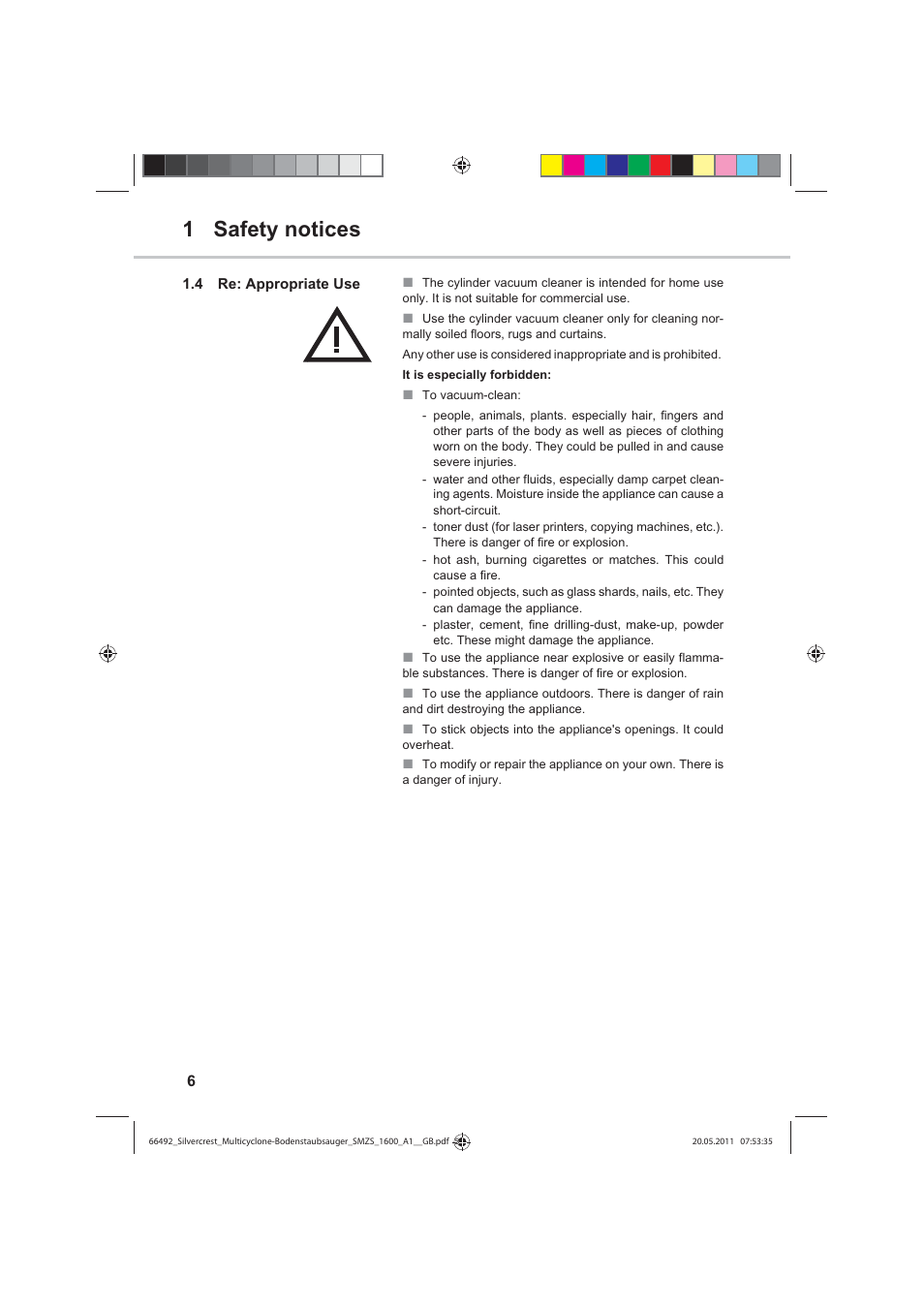 1 safety notices | Silvercrest SMZS 1600 A1 User Manual | Page 6 / 24