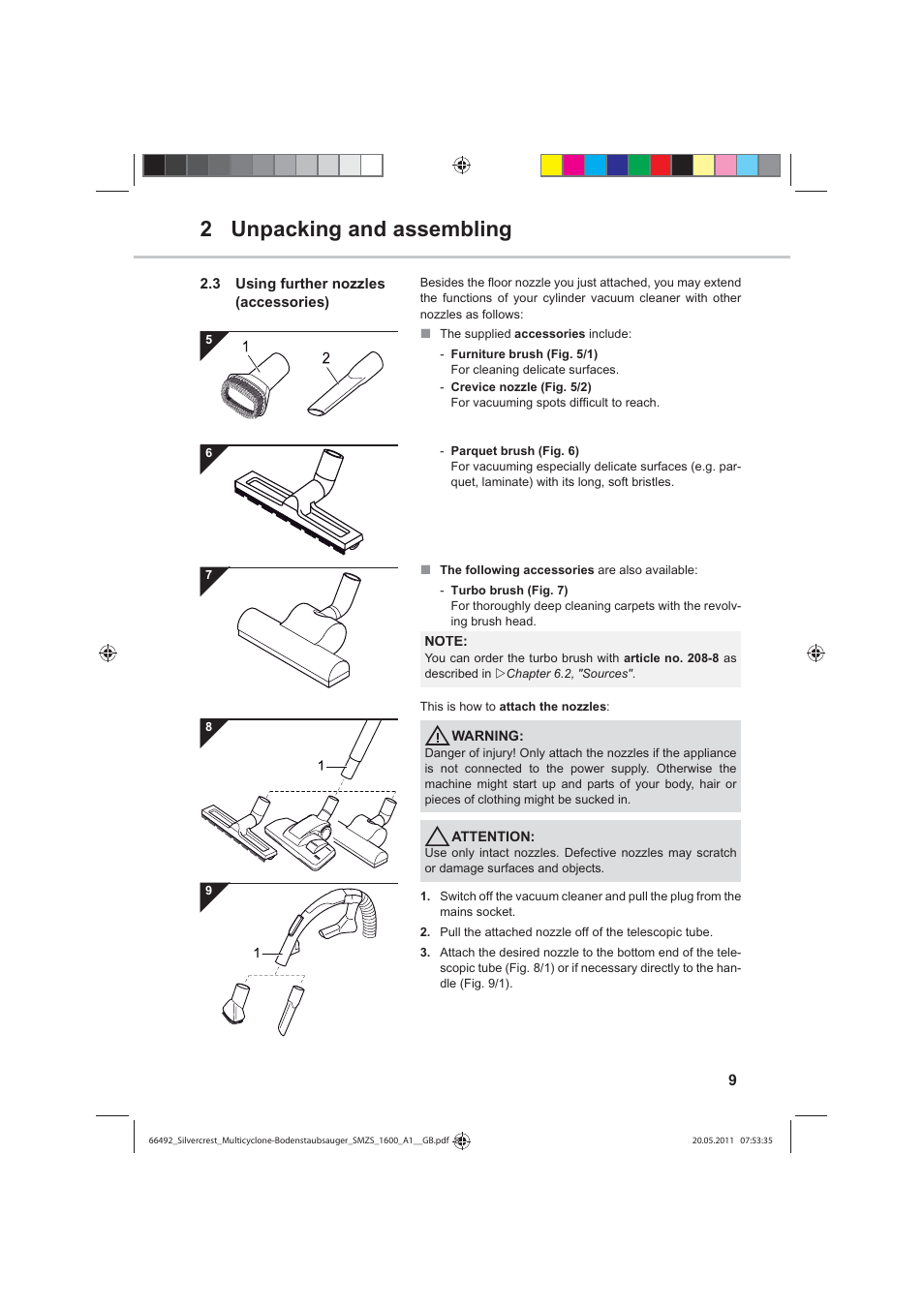 2 unpacking and assembling | Silvercrest SMZS 1600 A1 User Manual | Page 9 / 24