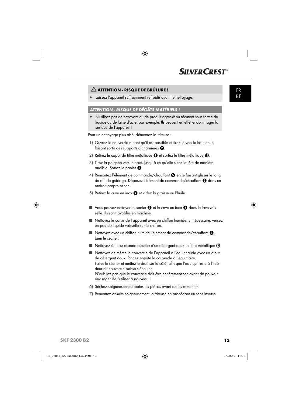 Fr be | Silvercrest SKF 2300 B2 User Manual | Page 16 / 84