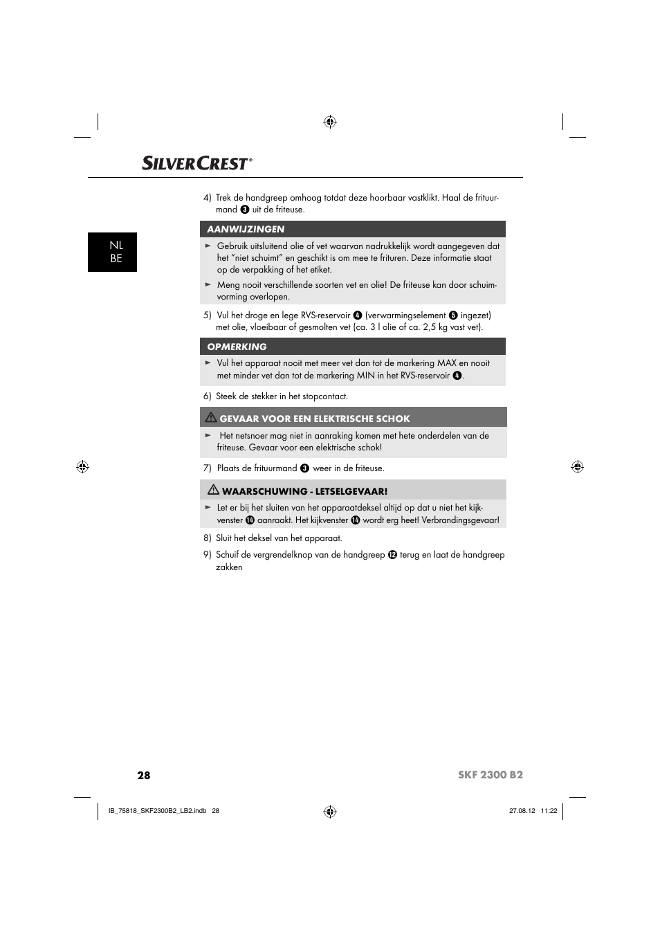 Nl be | Silvercrest SKF 2300 B2 User Manual | Page 31 / 84