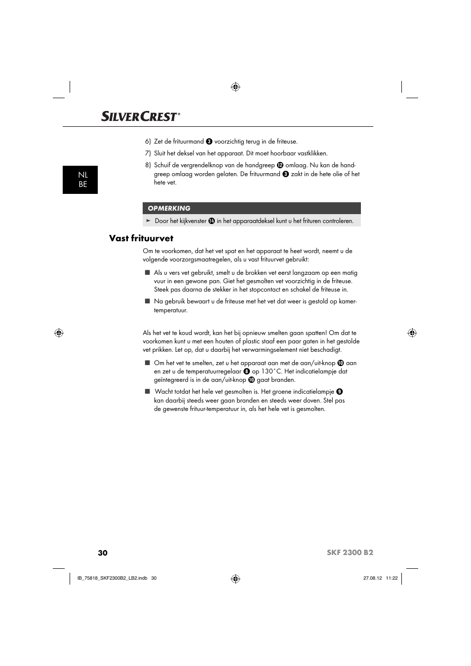 Vast frituurvet, Nl be | Silvercrest SKF 2300 B2 User Manual | Page 33 / 84