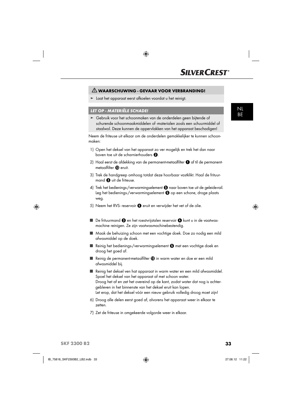 Nl be | Silvercrest SKF 2300 B2 User Manual | Page 36 / 84