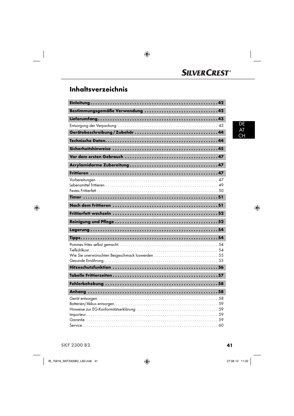 Silvercrest SKF 2300 B2 User Manual | Page 44 / 84