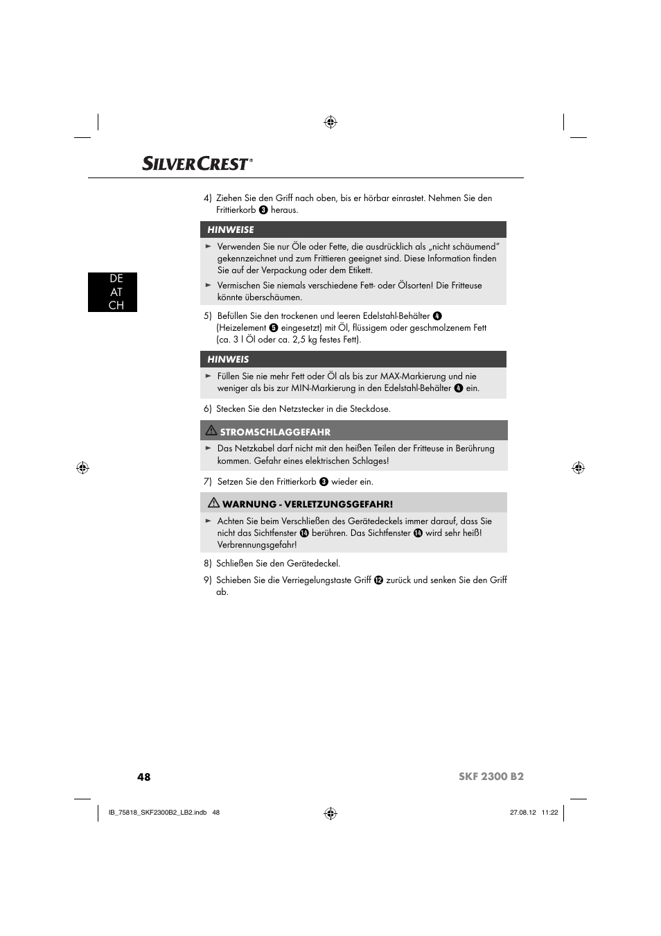 De at ch | Silvercrest SKF 2300 B2 User Manual | Page 51 / 84