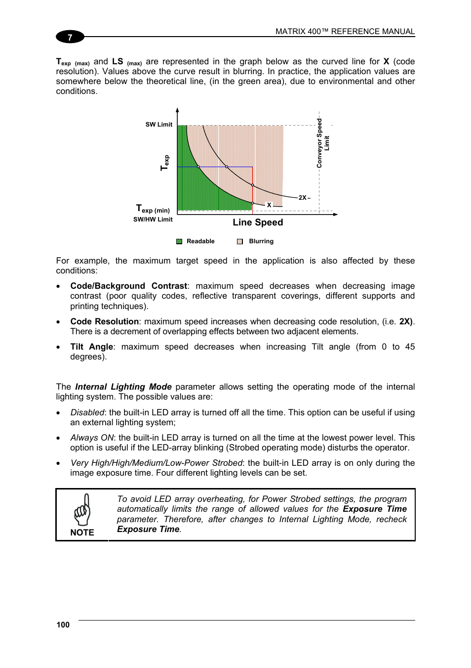 Line speed t | Datalogic Scanning Matrix 400 User Manual | Page 110 / 142